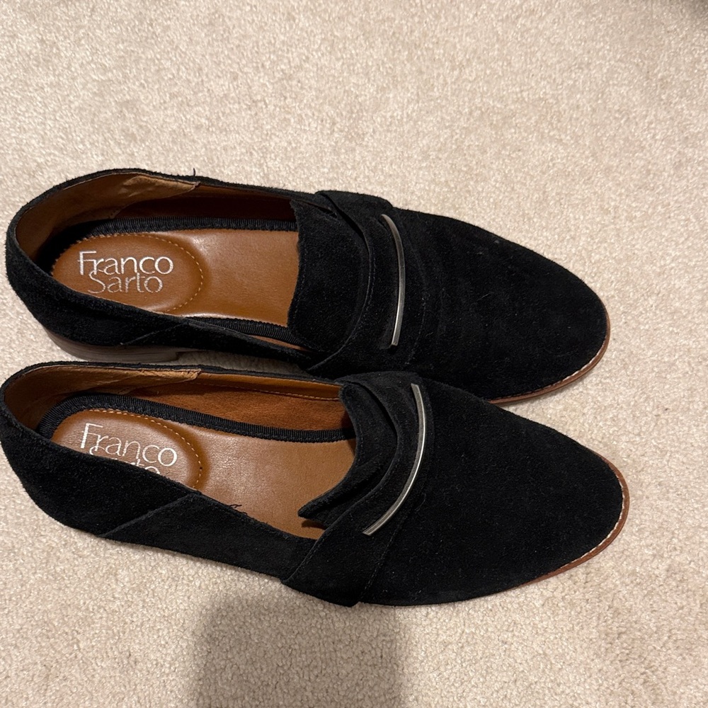 Franco Sarto Black Suede Slip-On Shoes
